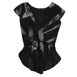 Evil Genius Womens Glitter Pattern Peplum Blouse, Black, NWT